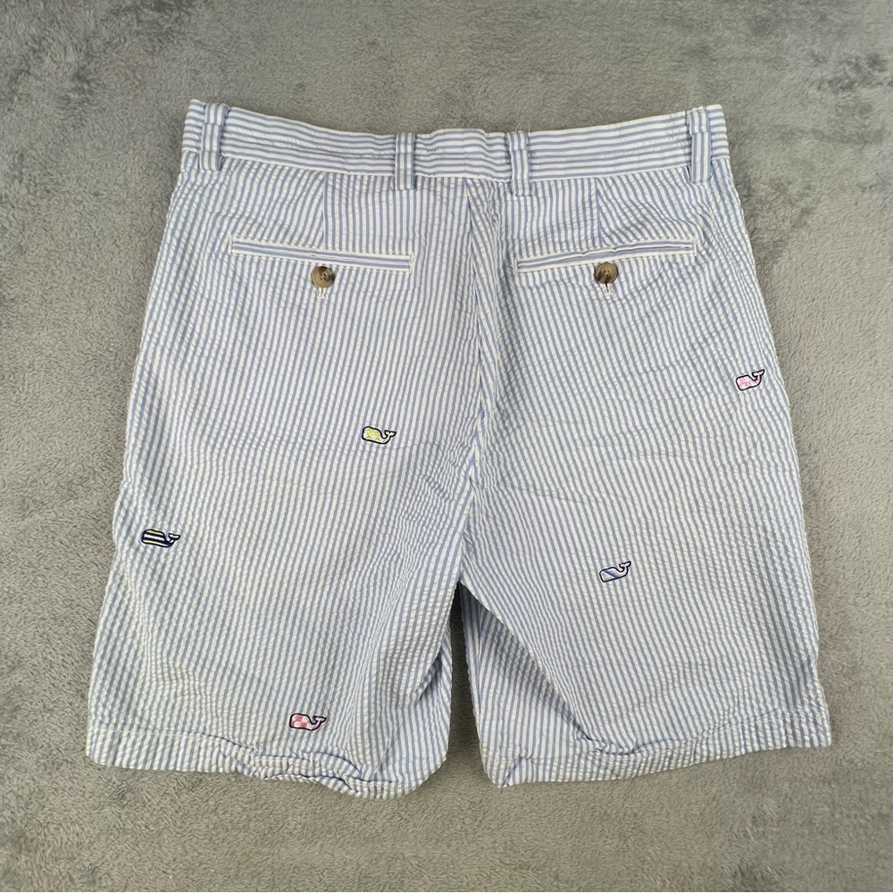 Vineyard Vines Kentucky Derby Seersucker Shorts Men’s 32 Whales Blue Stripe - Picture 2 of 9